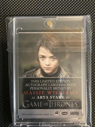 Game of Thrones Season 2 Maisie Williams as Arya Stark Autograph Card 2