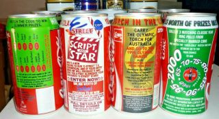 Collectable Coca Cola Cans - Set Of 4 Assorted Coca Cola 1980 