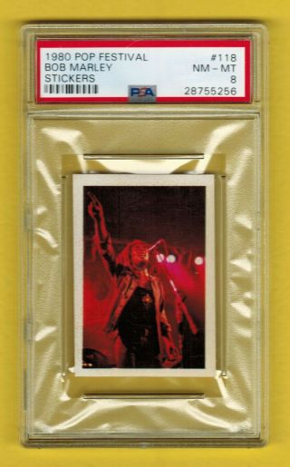 Psa 8 Bob Marley 1980 Pop Festival Stickers Card The Highest Ever Graded 1/1