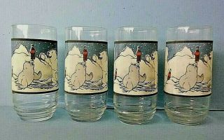 4 Coca Cola Polar Bear Drinking Glasses Coke Advertising Collectible 1997 3