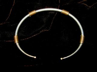 Retired James Avery 14kt Gold Wire Hammered Sterling Silver Kalahari Cuff Bangle