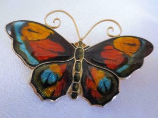 David - Andersen Norway Sterling Silver Gold Vermeil Enamel Butterfly Pin 18 - 300