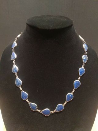 Antonio Pineda 970 Sterling Silver Lapis Lazuli Necklace 22 Inches