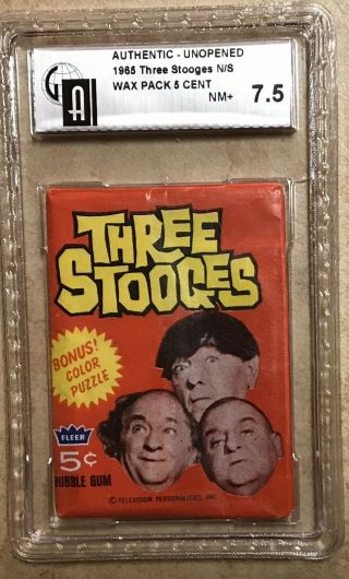 1965 Fleer Three Stooges Wax Pack Gai 7.  5 Pack Is