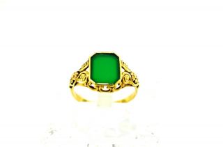 Vintage 14k Yellow Gold Green Onyx Ladies Ring Size 7
