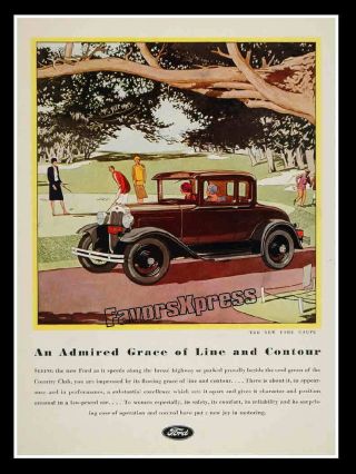 Vintage 1930 Ford Model A Coupe Ad Magnet Thin Flexible 4x3 In.