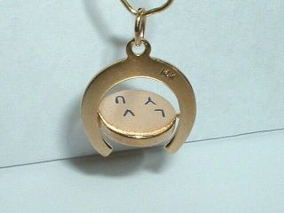 VINTAGE 14k YELLOW GOLD I LOVE YOU SPINNER HORSESHOE CHARM PENDANT spins 3
