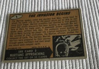 1962 Topps Mars Attacks Card 1 The Invasion Begins Plus 3 10 And 12 2