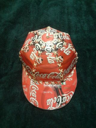 90s Coca Cola White Stitched Coke Can Baseball Cap With Black Leather Lining.