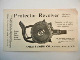 Protector Revolver Illustrated Advertising Insert - Ames Co.  Chicopee Mass