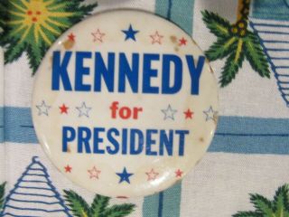 John Kennedy For President Pin Back Campaign Button 1960 2.  5 Inches