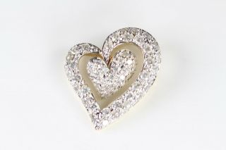 Solid 14k Gold Diamond Encrusted Double Heart Pendant 6790