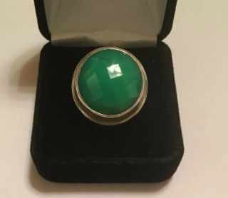 Stephen Dweck Sterling Faceted Chrysoprase Ring Size 7.  5 - 8