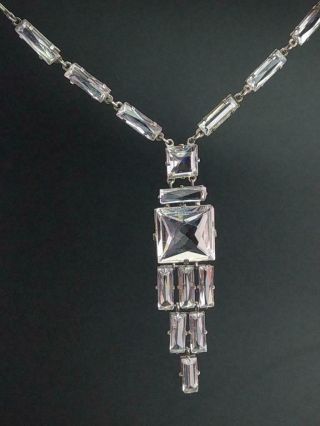 Art Deco Platinon And Paste Stone Necklace By Rodi And Wienerberger