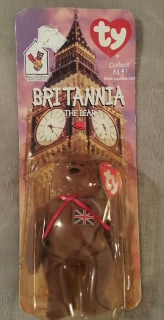 1999 Nib Ty Britannia The Bear Mcdonalds Happy Meal Toy - Teenie Beanie Babies