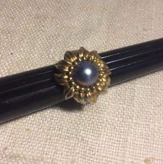 Stephen Dweck Sterling Silver Gold Vermeil Mabe Pearl Flower Ring Size 6