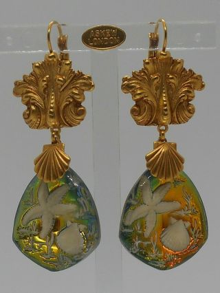 Askew London Shell And Picture Glass Drop Earrings