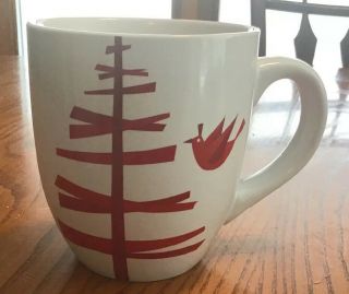 Starbucks Mug Cup 2012 Red Stick Christmas Tree Plus Red Bird Coffee Tea 16 Oz