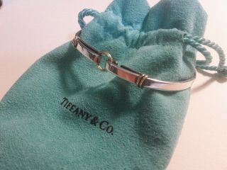 Tiffany & Co.  Sterling Silver 18k Gold Hook Eye Bangle Bracelet