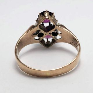 12k YELLOW GOLD LADIES VICTORIAN ANTIQUE AMETHYST AND PEARL RING 2
