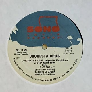 Opus Orquesta - Self - Titled (1988) LP vinyl Latin Salsa 3