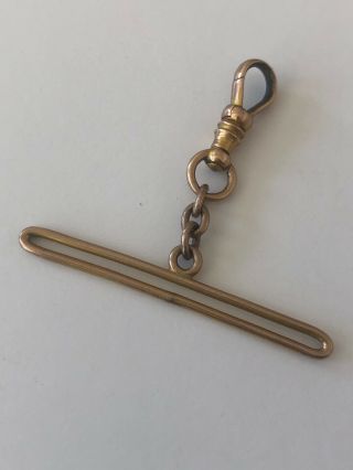 14k Gold Pocket Watch Fob Chain With Bar & Clasp 2.  8 Gr