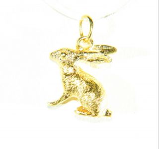 14k Gold 3d Charm Pendant Bunny Rabbit