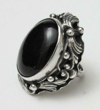 Rhoda Wager Australian Arts & Crafts Sterling Silver & Black Stone Ring