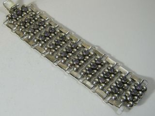 Huge Mexican Silver & Amethyst Bracelet - Fred Davis Design - 1930 ' s - 100 Grams 2