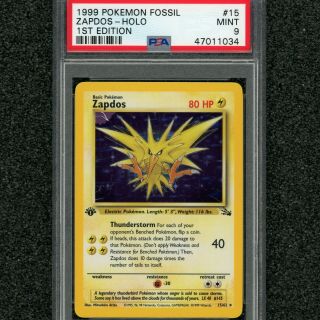 21 Years Old 1st Edition Zapdos Holo Psa 9 Wotc 1999 Pokemon Fossil 15 Rare