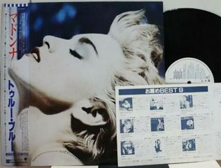 Madonna " True Blue " Orig 1986 Japanese Promo Lp & Card W/obi/lyrics Booklet