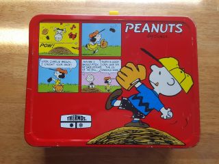 Peanuts By Schultz Charlie Brown Red Metal Vintage Lunch Box Thermos Brand 1965