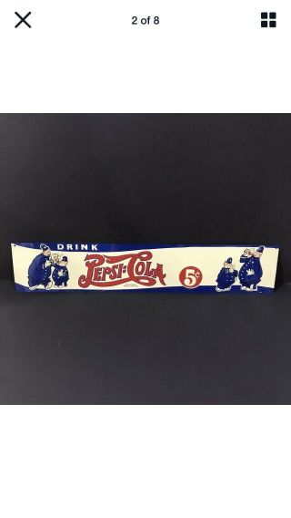 Vintage Pepsi Cola Double Dot 5c Policeman Pete Cops Tin Sign 22”