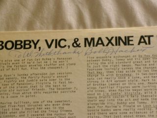 BOBBY HACKETT VIC DICKENSON Maxine Sullivan Live Manassas SIGNED autographed LP 3
