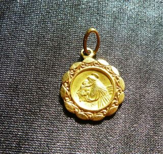 Wonderful Vintage Estate 18ct/k Yellow Gold St Christopher Pendant Medal18579