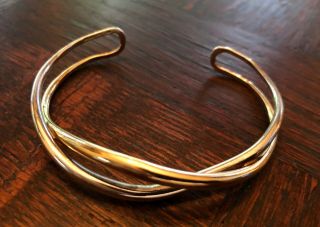 Classic $1,  400 Signed Ed Levin Sterling Silver & 14k Gold Tendril Cuff Bracelet