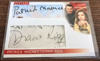 Avengers Complete Cut Autograph Card Mr1 Signed By Patrick Macnee & Diana Rigg
