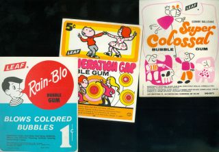 5 Bubble Gum Machine Ad Cards,  Trick Card