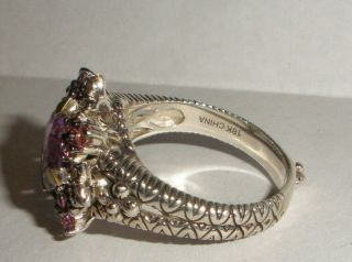 Great Barbara Bixby sterling silver 18k gold Tourmaline Amethyst ring size 10 3