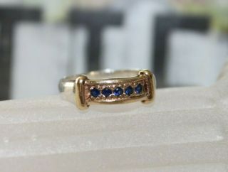 Vintage Rbc Bank 10k White & Yellow Gold Sapphire Ring Sz 6 3/4