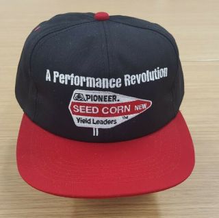 Vintage Pioneer Seed Corn Trucker Hat K Brand Snapback Black With Red Bill Nos