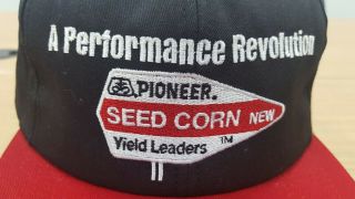 Vintage Pioneer Seed Corn Trucker Hat K Brand Snapback Black With Red Bill NOS 2