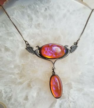 Rare Sterling Dragons Breath Double Pheonix Necklace