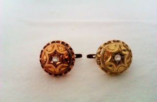 Rare & Ornate 9ct Gold & Rose Cut Diamond Victorian Earrings Circa 1891