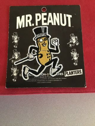 Vintage Mr Peanut Embroidered Iron On Patch.  3 Inches