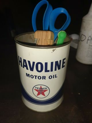 Texaco Havoline Motor Oil Tin Can 1 Quart (474)