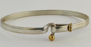 Vintage Tiffany & Co Sterling Silver & 18k Gold Hook & Eye Cuff Bracelet Bangle