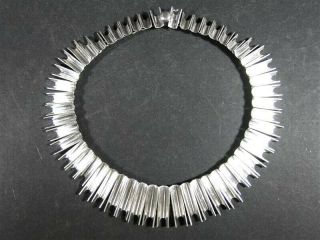 Vtg Taxco Mid Century Modernist Sterling Silver Articulated Necklace 141.  6gr