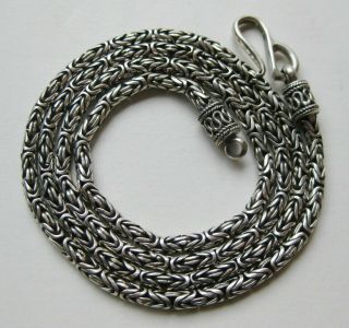 Fine Vintage Sterling Silver 24 " Long Byzantine Chain Link Rope Necklace 34.  8g