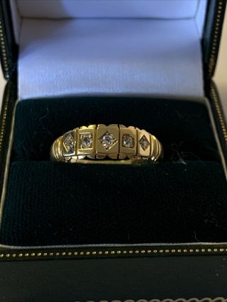 Antique Victorian 18ct Gold 5 Stone Diamond Set Ring Size R Fully Uk Hallmarked